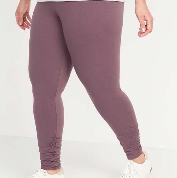 High-Waisted Ruched Ankle-Length Leggings for Women Plus Size - Picture 1 of 3